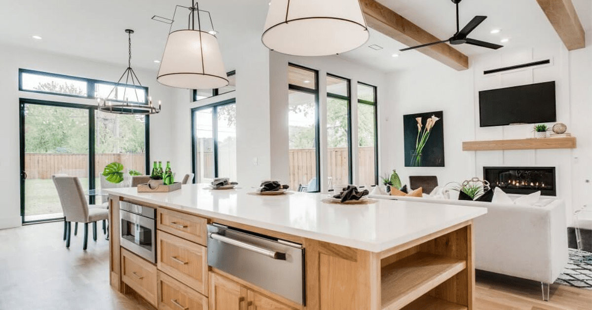 Custom Counter Tops - Living Room with Wooden Details